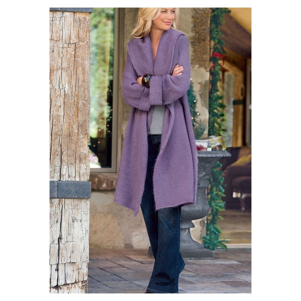 Telluride Topper PXS Soft Surroundings Lavender Mohair Wool Blend Shawl‎ Collar